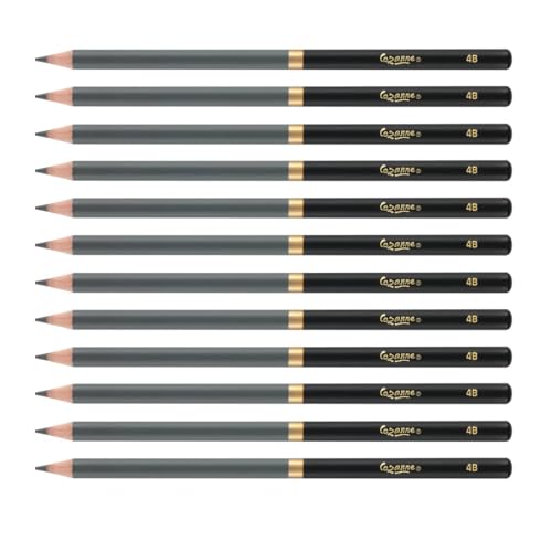 Cezanne Graphite Drawing Pencils Set - 4B, Set of 12 Break-Resistant Graphite Lead, Easy-to-Sharpen Sketch Pencils, Master Artist Quality Graphite Pencils for Technical and Artistic Drawing - color: 4B, size: Set of 12