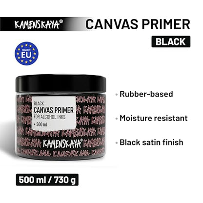 KAMENSKAYA Black Acrylic Gesso Primer for Alcohol Ink Painting on Canvases,16.9 fl oz (500 ml) - color: Black, size: 16.9 Fl Oz (Pack of 1)
