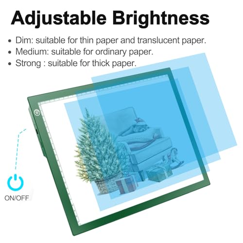 Rechargeable Tracing Light Box, LED Drawing Board for Kids Birthday Gift - color: GREEN, size: 10" x 15"