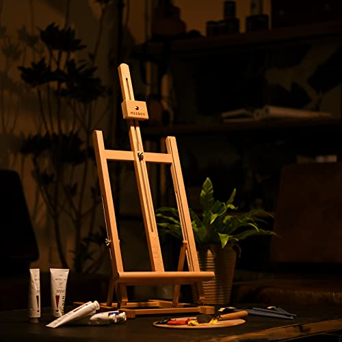MEEDEN Large Wooden Tabletop H-Frame Easel, 38'' High, Solid Beech Wood Table Easel for Painting Canvas 22'' Max, Studio Desktop Art Easel Stand for Painting & Displaying,for Artists & Beginners