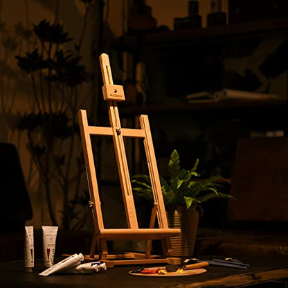 MEEDEN Large Wooden Tabletop H-Frame Easel, 38'' High, Solid Beech Wood Table Easel for Painting Canvas 22'' Max, Studio Desktop Art Easel Stand for Painting & Displaying,for Artists & Beginners