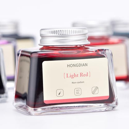 Hongdian Fountain Pen Bottled Ink Light Red Color, 60ml Non Carbon Inkwell Bottle, Artist Calligraphy Ink - color: Light Red