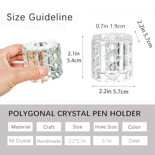 QFkris Fancy Crystal Single Pen Holder for Desk, Glass Fountain Pen Stand - style: Octagon