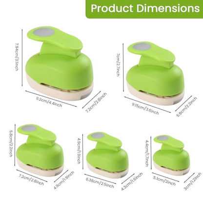 Circle Paper Punch Set, 3/8 inch, 5/8 inch, 1 inch, 1.5 inch, 2 inch, 5 Different Size Circle Punches for Crafting Designs, Office Supplies, Card Making, DIY Albums, Photos - color: Green