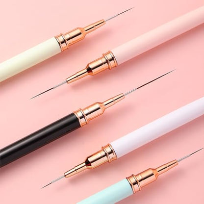 Nail Art Liner Brushes, 5Pcs Gel Polish Painting Art Design Pen Set - color: Multicolor (5Pcs)