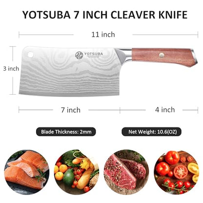 YOTSUBA 7 Inch Cleaver Knife with Full Tang Rosewood Handle - style: 7 inch cleaver knife
