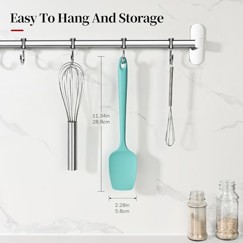600ºF Heat Resistant Silicone Spoon Spatula for Cooking, Aqua Sky | High Heat Food Safe Seamless Kitchen Spoonula Scraper for Baking Mixing Scraping Stirring Egg Nonstick Cookware Pan Bowl - color: Aqua Sky, size: 11.34in - Spoon Spatula