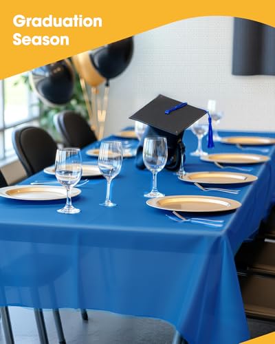 Niuara Blue Plastic Table Cloth Disposable, 4 Pack, 54 x 108 in | Rectangle, 6 ft Tables, Party Holiday Gathering - color: Blue, size: 54" x 108" - 4 Packs