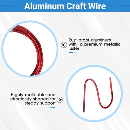 2 Rolls Aluminum Craft Wire, 9 Gauge (3mm) Flexible Metal Wire for Jewelry Making, 32.8 Ft (16.4 Ft/Roll) Bendable Armature Wire for Bonsai, Sculpting and DIY Crafts [Red] - size: 9Gauge 16.4Ft Each, style: Red