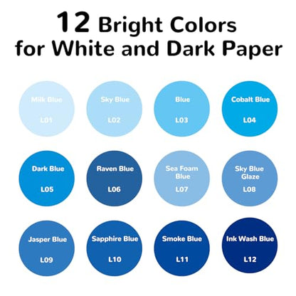 Redfun 12 Colors Acrylic Gel Pens for Coloring,Blue - color: Blue