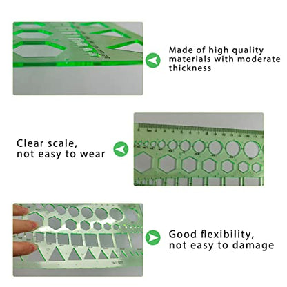 Circle Templates Geometric Drawings Drafting Stencils Measuring Tools Artist Design Drawing Aid Tool Geometry Ruler, 2 Pack