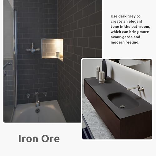 Tub and Tile Refinishing Kit 35oz, Low Odor Countertop Paint, Shower Sink Paint for Bathroom Kitchen, 50-55sq.ft Semi-Gloss Iron Ore - color: Iron Ore, style: 35oz, Without Tools