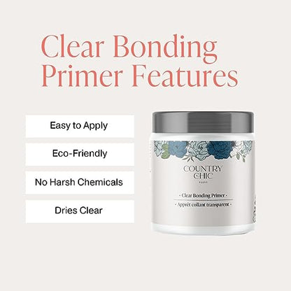 Clear Bonding Primer - Chalk Style Furniture Paint Surface Prep Clear Primer Base Coat - Adhesive Furniture & Decor Primer for Laminate, Glass, Metal, Oil-Based Paint or Stain - (4 oz) - size: sample (4 oz)