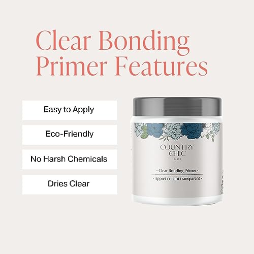 Clear Bonding Primer - Chalk Style Furniture Paint Surface Prep Clear Primer Base Coat - Adhesive Furniture & Decor Primer for Laminate, Glass, Metal, Oil-Based Paint or Stain - (4 oz) - size: sample (4 oz)