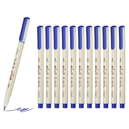 PATIKIL Fineliner Colored Pens, 12 Pcs Dark Blue Felt Brush Tip Fineliner Marker Waterproof Ink Watercolor Coloring Book Art Supplies Set for Artist Journaling Scrapbooking - color: Dark Blue