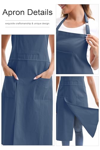 Nanxson Pottery Apron Split Leg with 3 Pockets & Adjustable Buckle | cotton material,Long apron,adjustable waist tie,for Pottery Ceramic Wheel DIY Art Garden - color: Navy