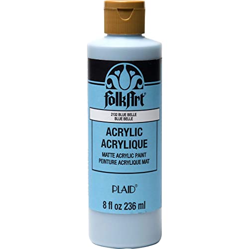 FolkArt Matte Acrylic Craft Paint, 8 oz, Blue Belle - color: Blue Belle, size: 8 Fl Oz (Pack of 1)