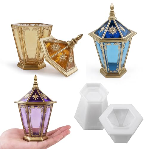 Hexagonal Jar Resin Molds, Jar Silicone Molds with Lid for Epoxy Resin Casting, Storage Jar Mold DIY Jewelry Box, Candle Jars, Gypsum, Resin Craft - color: Hexagonal Jar Mold