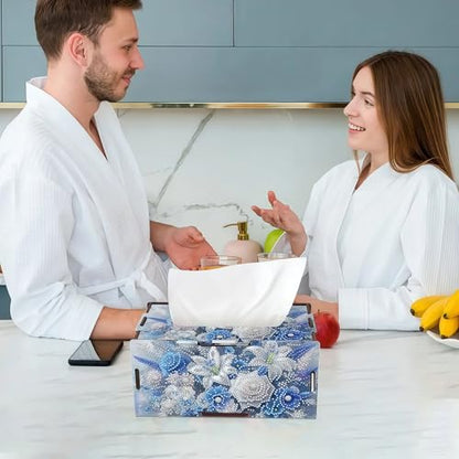 LSQFS Diamond Art Tissue Box,Flower DIY Diamond Painting Tissue Box Cover - color: Flowers3