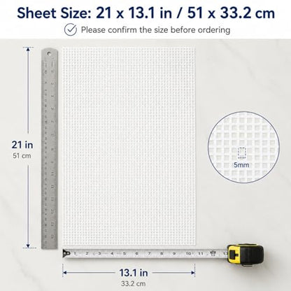 YOUNTHYE 10 PCS 5 Count Plastic Canvas Sheets, 21 x 13.1 Inch Large Hole Plastic Mesh Canvas for Acrylic Yarn, Embroidery Practice, Needlepoint, Crochet, DIY Crafts and Custom Cutting Projects - size: 5count