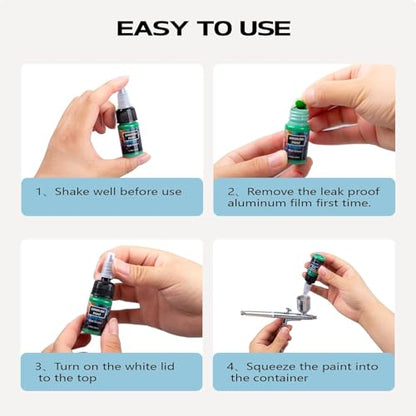 Airbrush Paint - 45 Colors Airbrush Paint Set with 3 Tinner, Plastic & Wood Acrylic Air brush Paint Kit Ready to Spray, Water-Based for Artists Beginners Hobbyist, 0.34 Fl Oz/10ml - 48 Bottles - color: 45 Colors with 3 Thinner