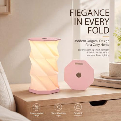 Portable Foldable Table Lamp, Japanese Gift, Paper Lantern Lights - color: Pink