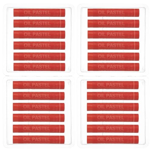 PATIKIL Vermilion Oil Pastels, 24Pcs Soft Oil Crayons Creamy Pastels Stick Art Supplies for Art Painting Drawing Blending Graffiti for Drawing Beginners Artists - color: Vermilion