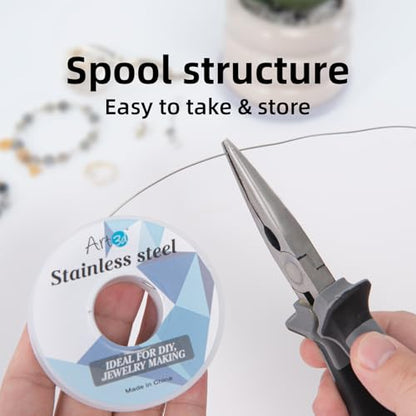 Art3d 20 Gauge Bendable Soft Stainless Steel Craft Wire, 120 ft, Silver | Flexible, Malleable, Polished Finish, Easy to Shape, Easy Unwinding, for Jewelry Making, Electroculture, DIYers, Artisans - color: Stainless Steel, size: 20 Gauge / 120 Ft