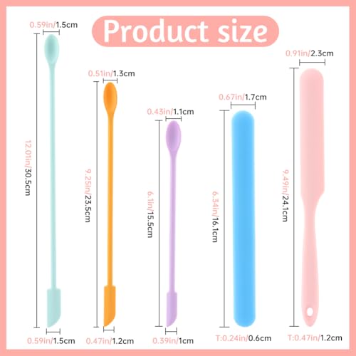 5 Pcs Silicone Spatula,Beauty Spatula Multicolor Makeup Spatulas Reusable Beauty Stir Sticks for Jar Kitchen Bottles Cosmetic(SIZE:5 pcs)