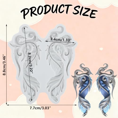 Feather Polymer Clay Molds Baroque Style Feather Silicone Mold | Epoxy Resin Casting DIY Crafts Air Dry Polymer Crafts Supplies Clay Tools - color: Style G