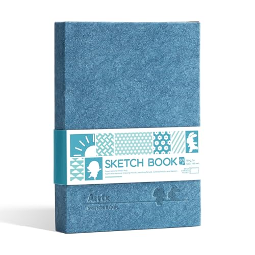 Arrtx Premium A6 Sketchbook, 60 Sheets, 5.8 x 4.1 Inches | 180 GSM acid-free paper, 120 pages, hardcover, portable artist sketch journal for drawing, illustration and travel - size: A6
