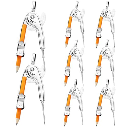 SAYAYA 8 Pieces Compass for Geometry with Pencil, Metal Geometry Drawing Tool Compass for Math Student Classroom School Office Woodworking Art Drawing - color: 8 Pack