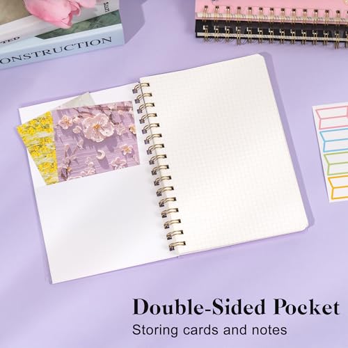 Yoment Graph Paper Spiral Notebook A5 Graphing Notebook 160 Pages | Graph Paper Notebook Spiral Bound Waterproof Plastic Hardcover Spiral Journal 5x7 Grid Notebooks for Note Taking,Purple - color: Purple, style: A - Graph - A5