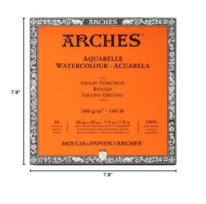 Arches Watercolor Paper Block, Rough, 7.9" x 7.9", 140 pound - size: 7.9"x7.9", style: Rough
