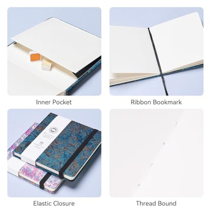 Lightwish Square Watercolor Journal,100% Cotton,300gsm/140lb,Acid-Free,24 Sheets Cold Press Watecolor Sketchbook for Artists Adults Students,6.29 * 6.29 Inches(Blue Starry Sky) - color: Blue Starry Sky