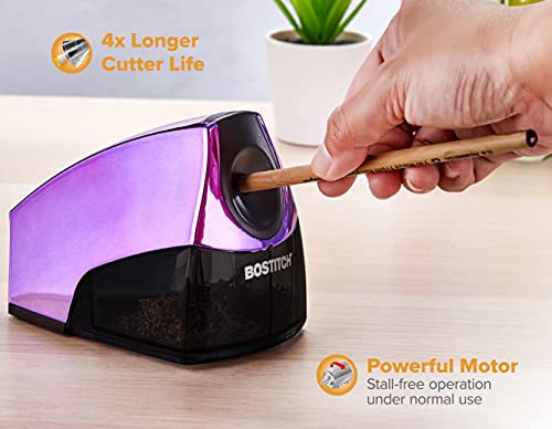 Bostitch Office Electric Pencil Sharpener for Classroom & Desk Use, Heavy-Duty Stall-Free Motor, High-Capacity Shavings Tray, Metallic Purple (Pack of 6) - color: Metallic Purple (Pack of 6)