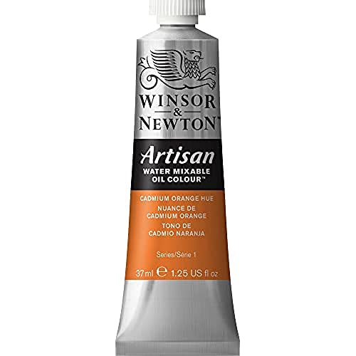 Winsor & Newton Artisan Water Mixable Oil Colour, 1.25-oz (37ml), Cadmium Orange Hue | Clean with water; no solvents needed. Color depth, lightfastness, opacity/transparency are the same as traditional oils. - color: Cadmium Orange Hue, style: 1.25-oz