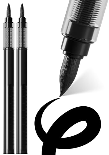 ARTISTRO Black Acrylic Paint Markers - Brush Tip - Set of 2 | Automatic Ink Control System, Paint Pens for Rock, Egg, Wood, Fabric, Glass, Perfect for Crafting, Art Projects, & More - color: Black, style: Brush