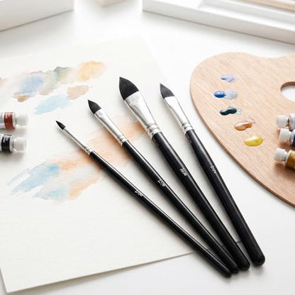 4PCS Cat Tongue Watercolor Brushes, Oval Wash Paint Brushes, Pointed Oval Paintbrush, Cat's Tongue Paint Brush for Watercolor Acrylic Ink Gouache Painting (1/8", 1/4", 3/8", 1/2")