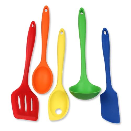 Chef Craft 5 Piece Multicolored Premium Silicone Kitchen Tool Set, Assorted (42086) - color: Assorted, size: 5 Piece Set