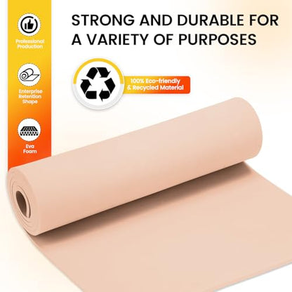 Do²ping Beige Eva Foam Sheets roll, 2mm eva Craft Foam 49''x13.5'' High Density 86kg/m3 for Cosplay - color: Beige, size: Thickness 2mm