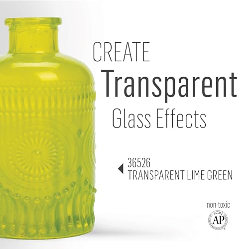 FolkArt Murano Transparent Acrylic Glass Paint, Lime Green, Perfect for Indoor and Outdoor Arts and Crafts Projects, 2 fl oz, 36526 - color: Transparent Lime Green, style: Transparent
