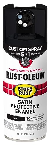 Rust-Oleum Stops Rust Custom 5-in-1 Spray Paint, Satin Black - color: Satin Black, size: 12 Ounce (Pack of 1)
