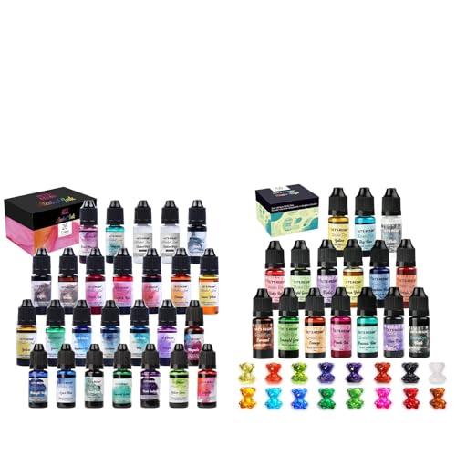 Bundle Set of 26 Colors Alcohol Ink for Epoxy Resin and 16 Color Epoxy Resin Paint Pigment