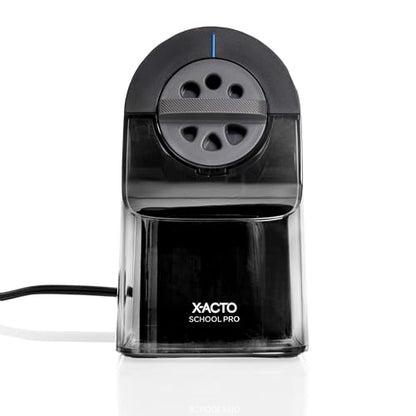 X-ACTO Pencil Sharpener, School Pro Electric Sharpener, Black, With Six Size Dial, XL Shavings Bin - Heavy Duty, Classroom Supplies