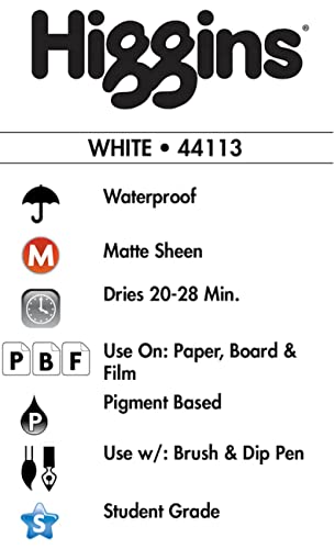 Higgins Pigmented Drawing Ink, White, 1 Oz Bottle (44113) - color: White