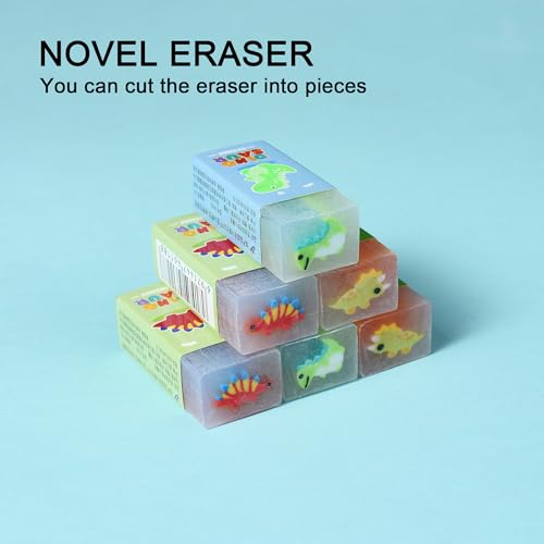 HILAZA 18Pcs Cute Dinosaur Erasers for Kids Bulk, Kawaii Fun Pencil Jelly Erasers for School Classroom Supplies Prize Gifts Party Favors - style: DINOSAUR