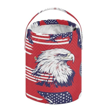 American Flag Bald Eagle Red Yarn Bag Small Crochet Bag Drawstring Yarn Storage Organizer Knitting Project Bags Potable Yarn Holder with Holes Handle Crocheting Needles Knitting Accessories - color: American Flag Bald Eagle Red