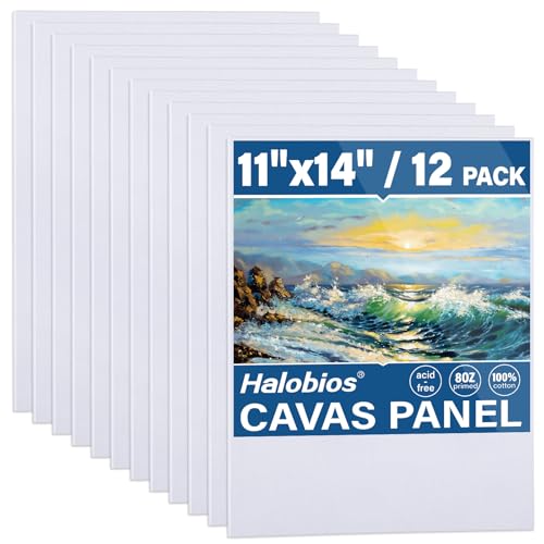 12-Pack 11x14 inch Canvas Boards for Painting, Canvas Panels for Kid & Adults 100% Cotton Gesso Primed Art Painting Supplies for Acrylic, Oil, Tempera & Watercolor - size: 12 Packs-11x14IN
