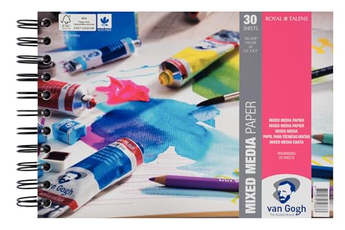 Van Gogh Mixed Media Spiral Bound Pad, 140lb., 30 Sheets, 5.8" x 8.3" / A5 - size: A5: 5.8" x 8.3" (14.8cm x 21cm)